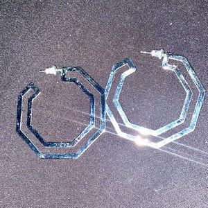 Silver octagon shape hoops